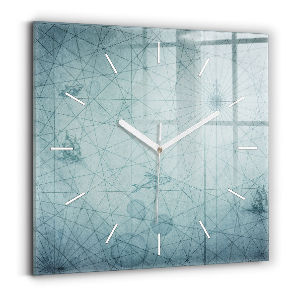 Horloge carrée en verre Carte vintage