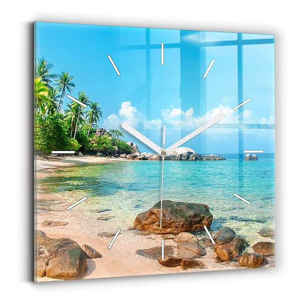 Horloge murale carrée Belle plage en Thaïlande