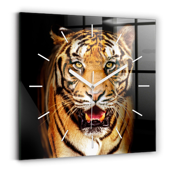 Horloge murale carrée Tigre aux yeux sauvages
