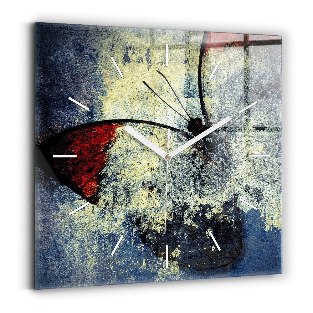 Horloge murale carrée Papillon style vintage
