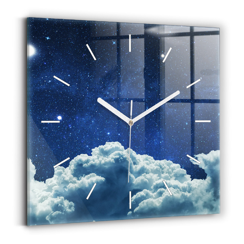 Horloge carrée en verre Ciel nocturne