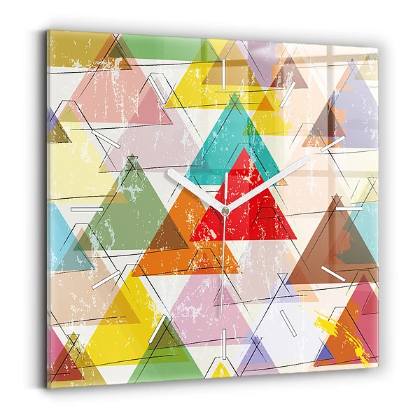 Pendule carrée en verre Triangles géométriques