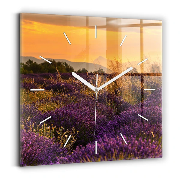 Horloge murale carrée Prairie de lavande France