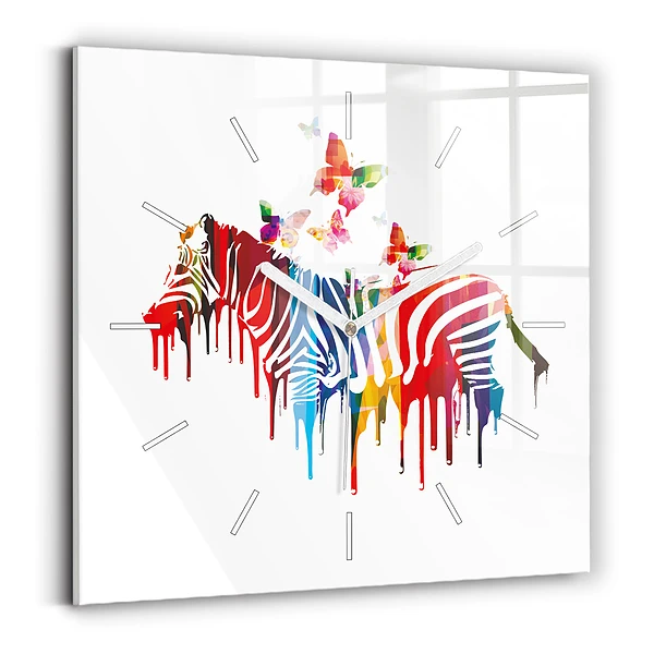 Horloge murale carrée Zèbre coloré