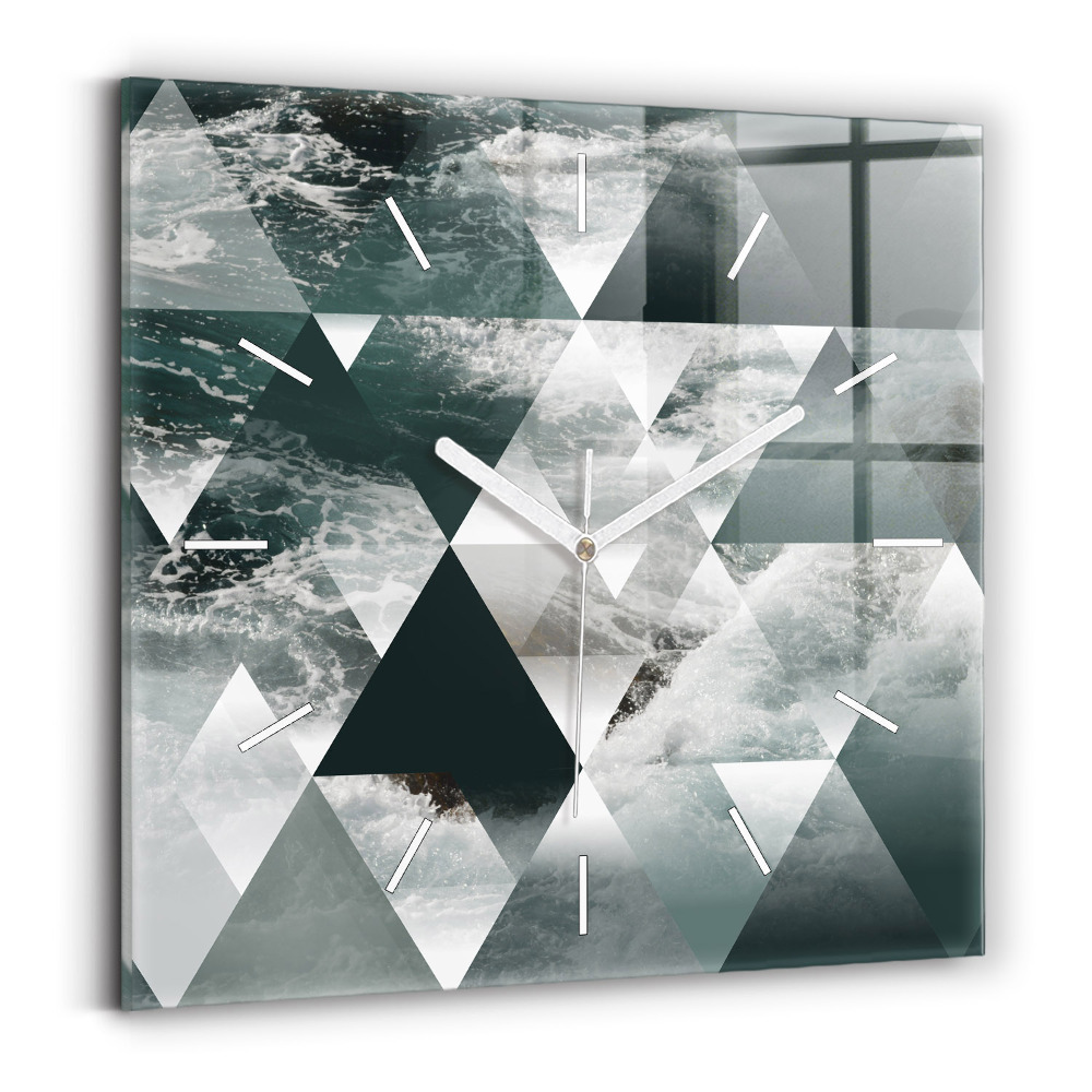 Pendule carrée en verre Vagues de mer abstraites