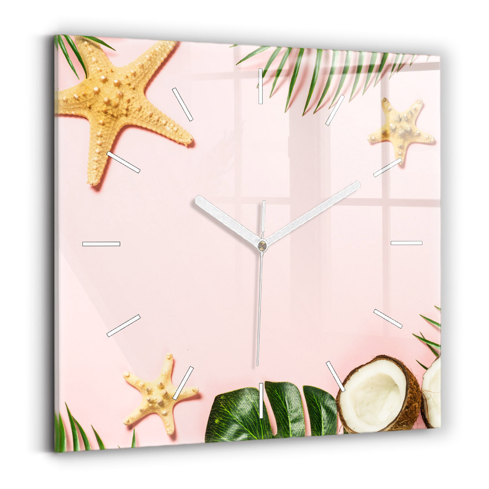 Horloge carrée en verre Ambiance estivale