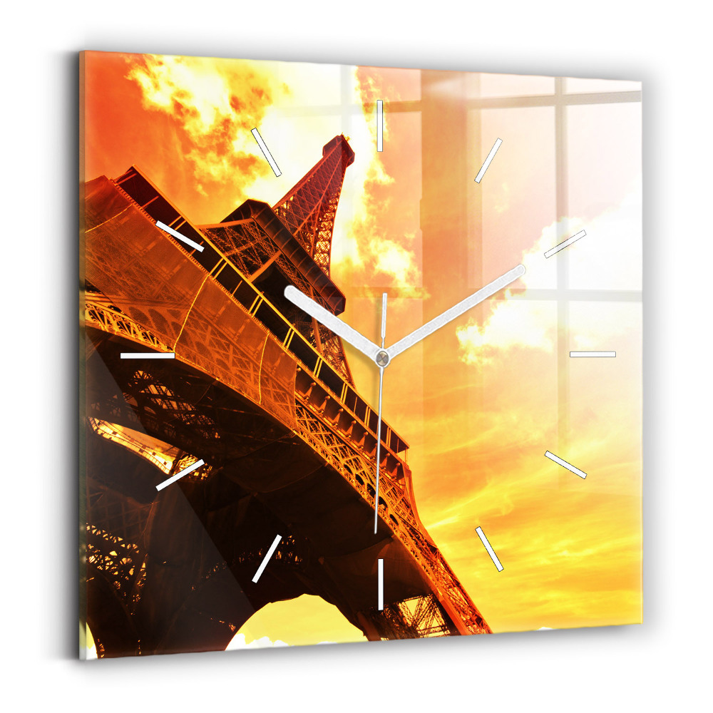 Pendule carrée en verre Tour Eiffel à Paris