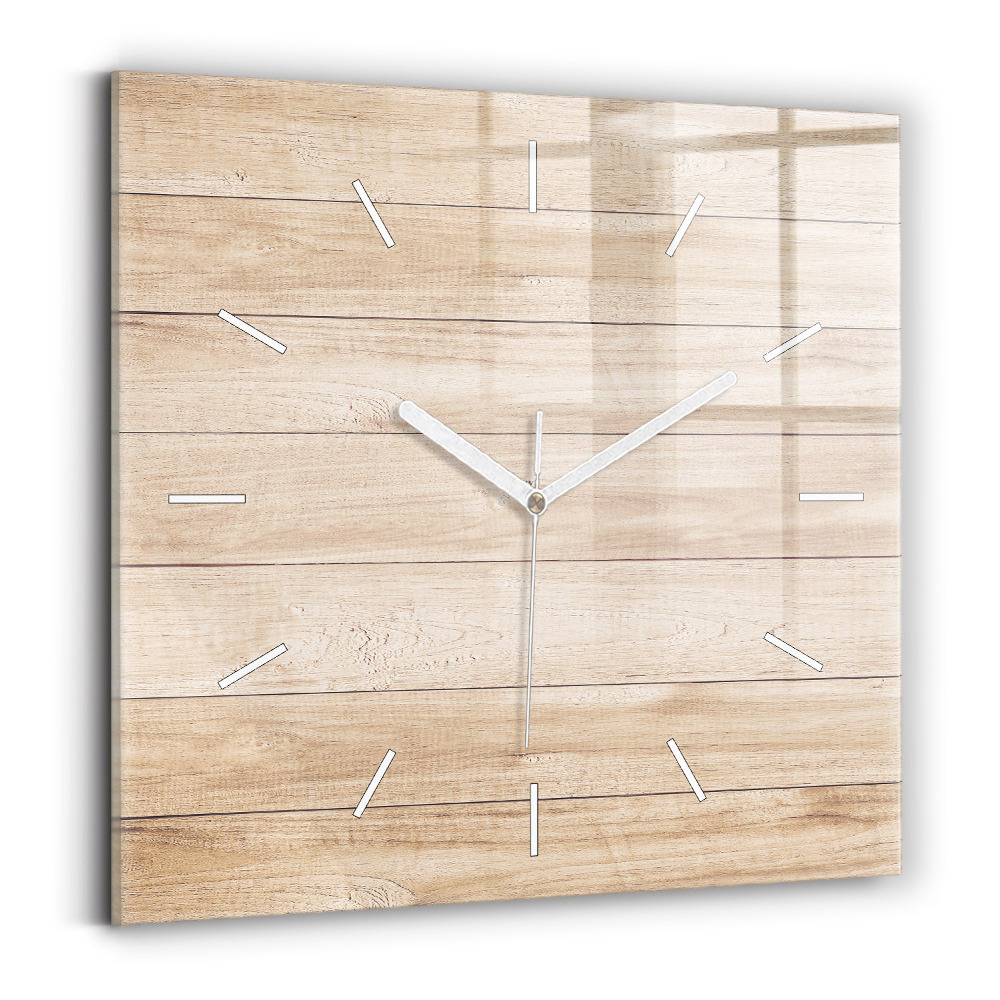 Horloge carrée en verre Texture en bois