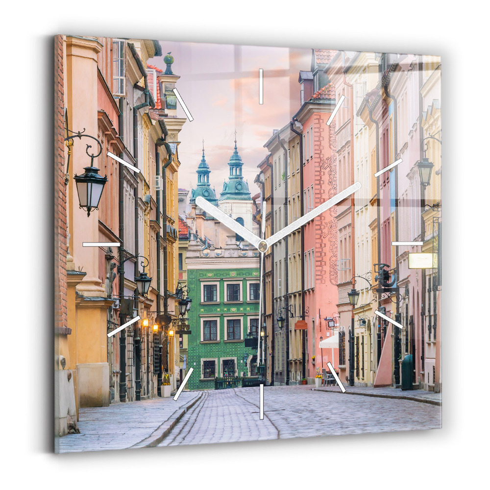Horloge murale carrée Vieille ville de Varsovie