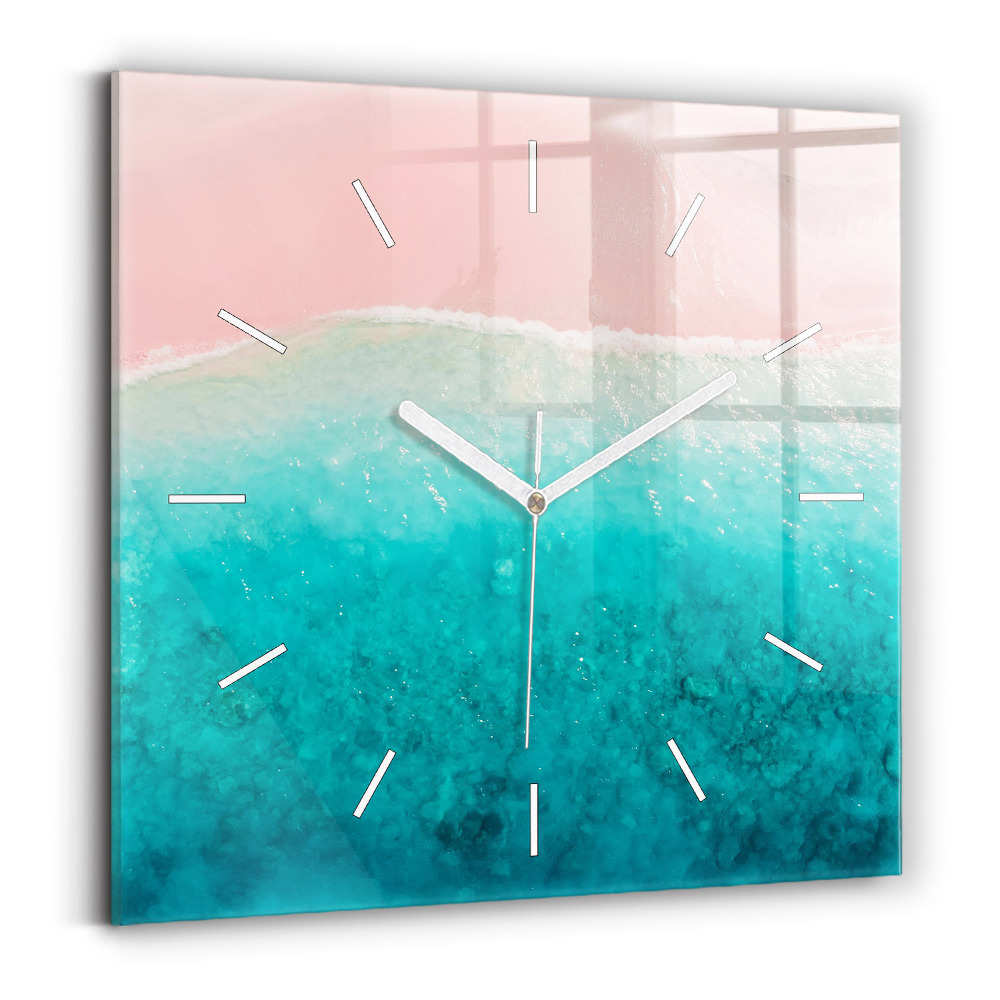 Horloge carrée en verre Plage de sable marin