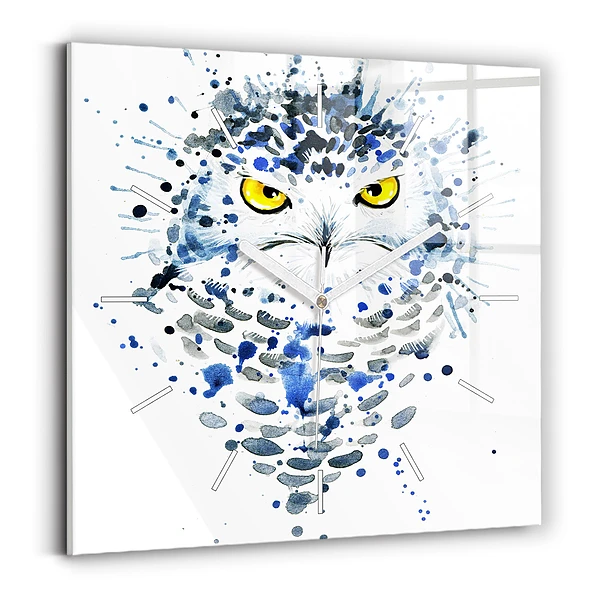 Horloge carrée en verre Regard de hibou