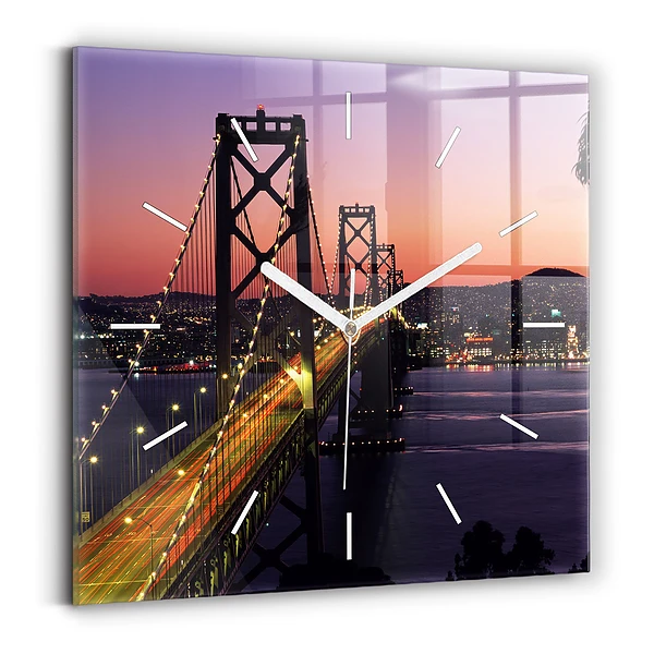 Horloge carrée en verre Coucher de soleil aux USA