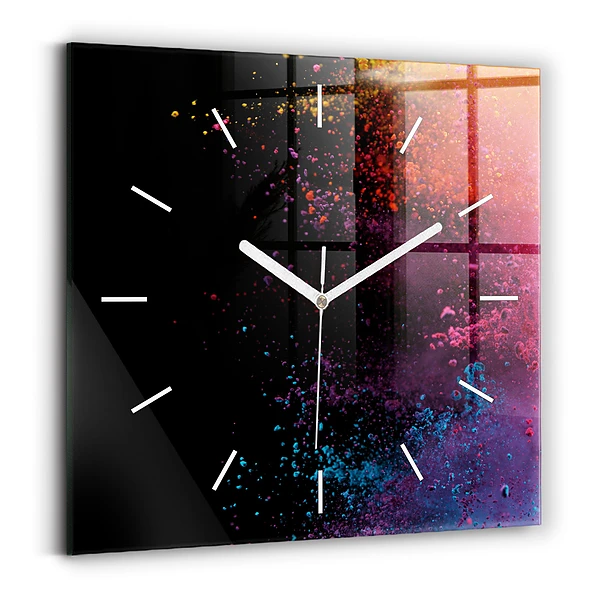 Horloge murale carrée Une explosion de couleurs
