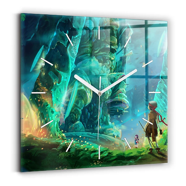Horloge carrée en verre Enfants dans une forêt
