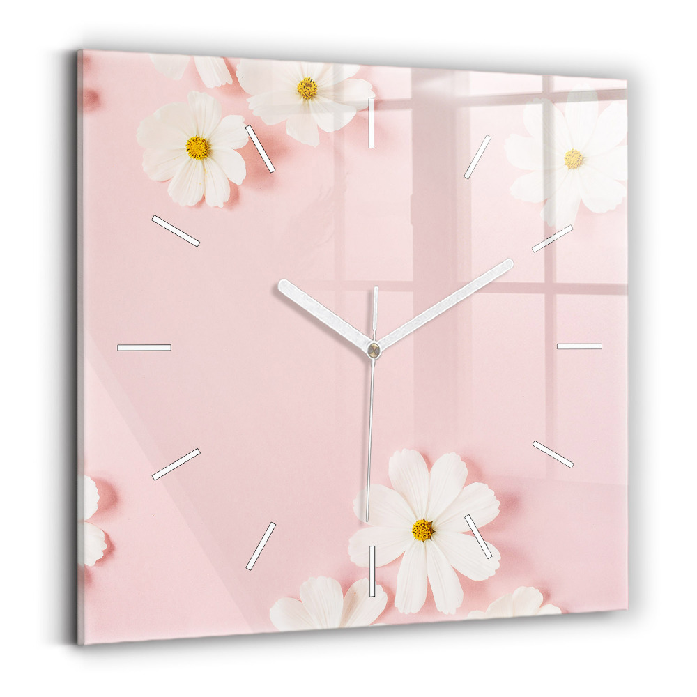 Horloge murale carrée Fleurs de marguerite