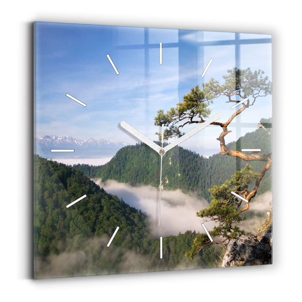 Pendule carrée en verre Pic Sokolica dans les montagnes Pieniny
