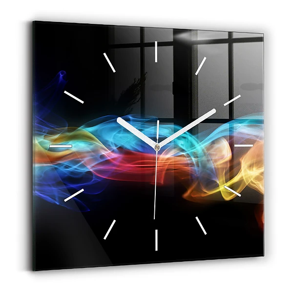 Horloge carrée en verre Lignes abstraites colorées