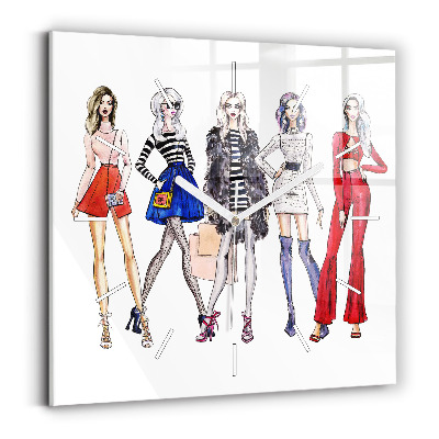 Horloge murale carrée Filles à la mode