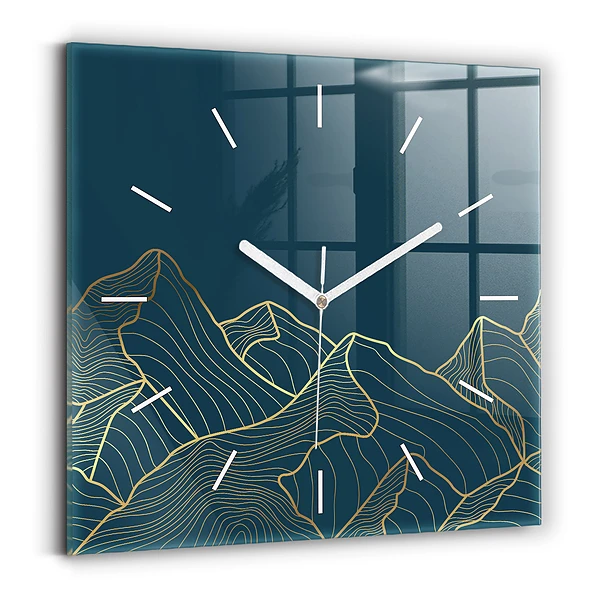 Horloge carrée en verre Croquis de montagnes