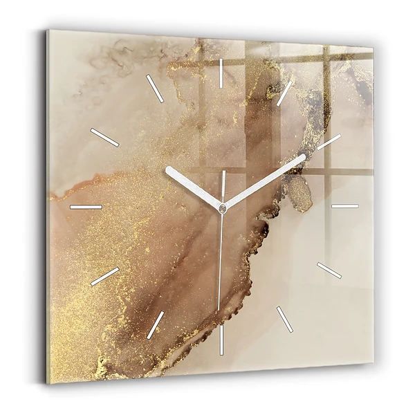 Horloge carrée en verre Art moderne beige