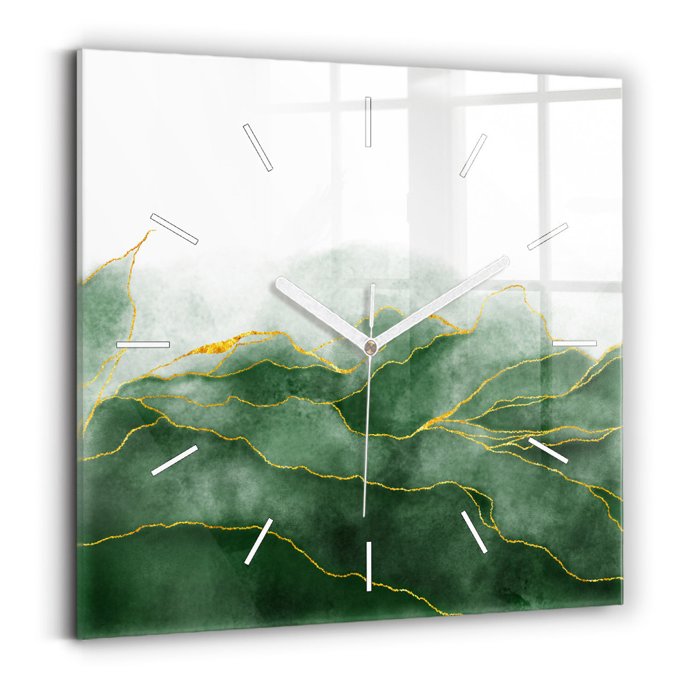 Pendule carrée en verre Feuilles abstraites