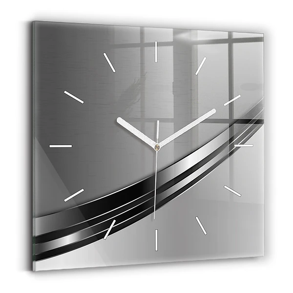 Horloge carrée en verre Lignes argentées