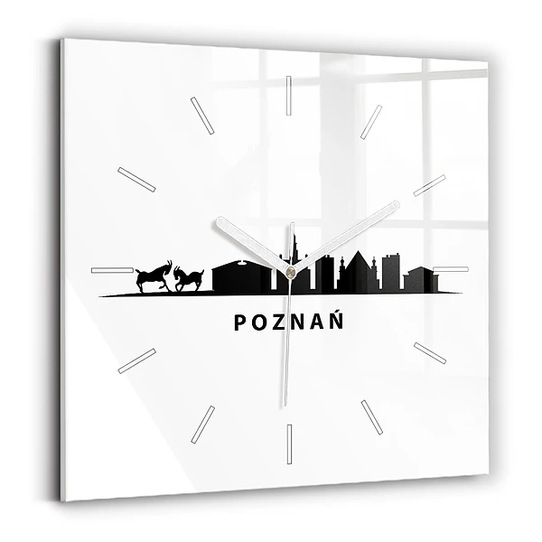 Horloge murale carrée Graphique de la ligne d'horizon de Poznan