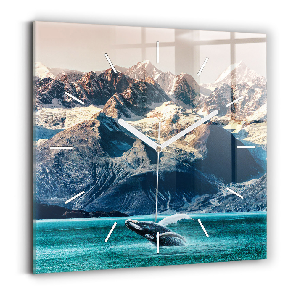 Horloge carrée en verre Eau de baleine
