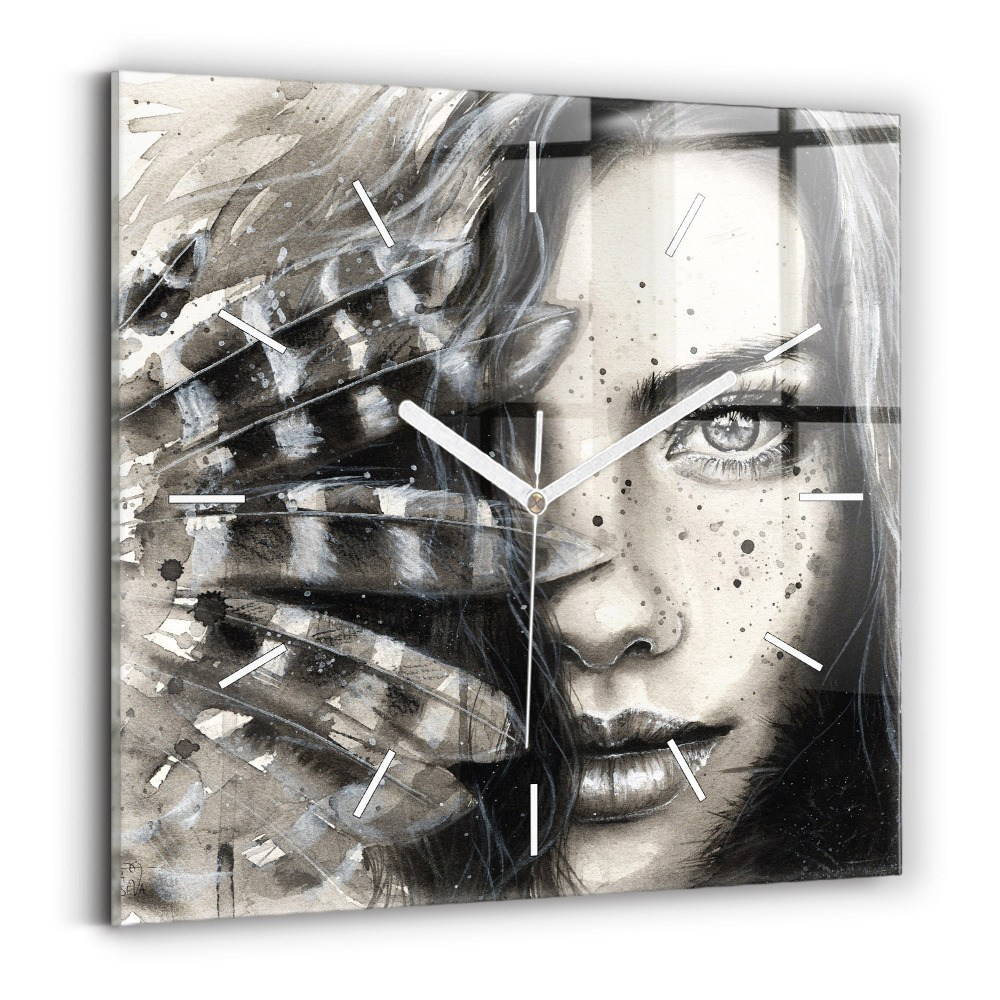 Horloge murale carrée Portrait peint