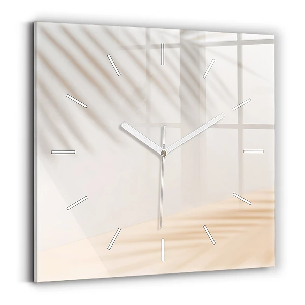 Horloge carrée en verre Crème abstraite