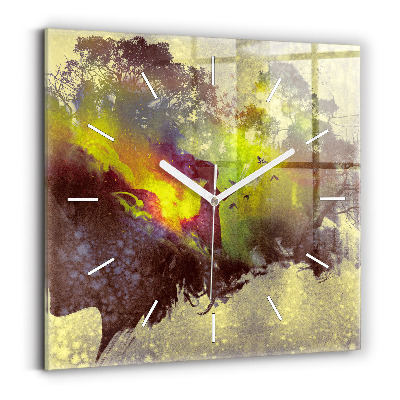 Horloge carrée en verre Femme dans la forêt