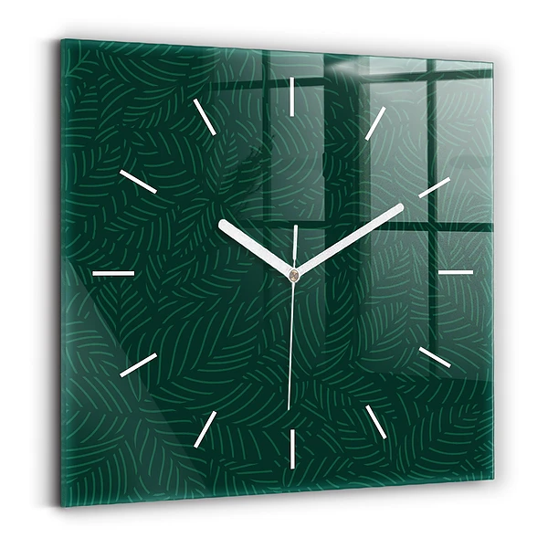 Horloge carrée en verre Motif de feuilles