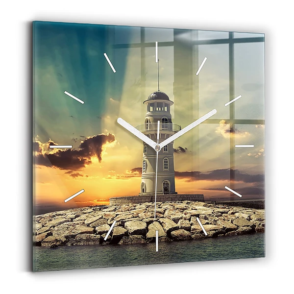 Horloge murale carrée Phare sur l'eau