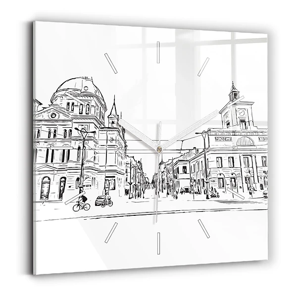 Pendule carrée en verre Illustration de la ville de Poznan