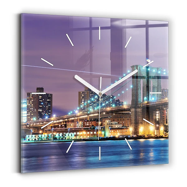 Horloge carrée en verre Pont de Brooklyn et East River