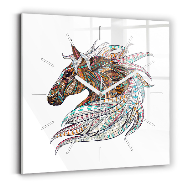 Pendule carrée en verre Illustration d'un cheval