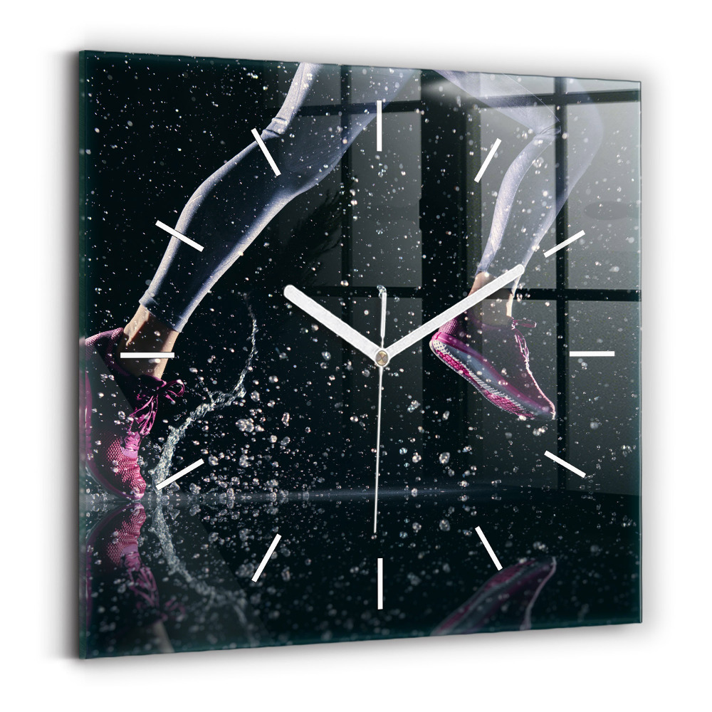 Pendule carrée en verre Mode de vie sain et course à pied