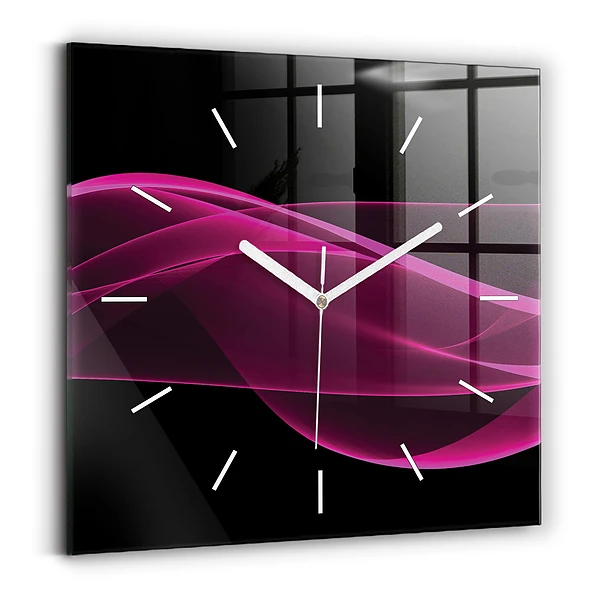 Pendule carrée en verre Abstraction rose