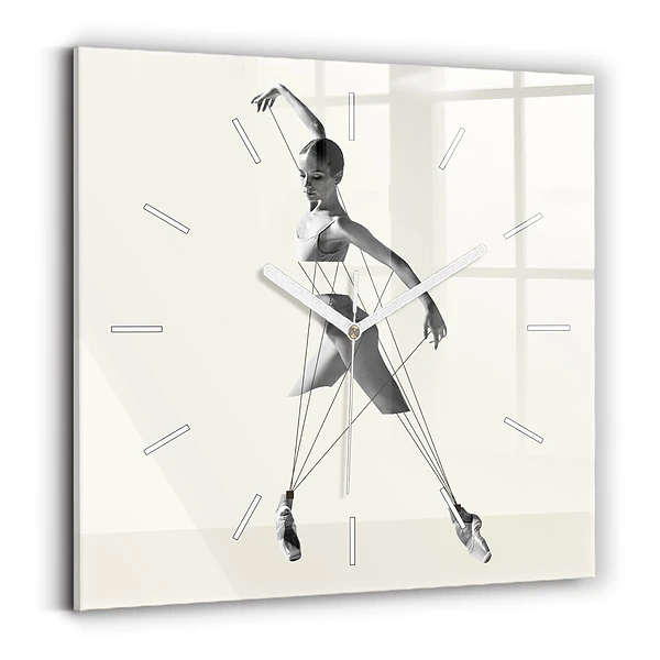 Horloge carrée en verre Danseuse abstraite