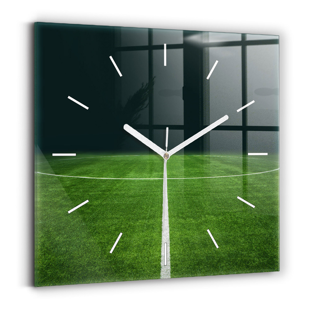 Pendule carrée en verre Terrain de football