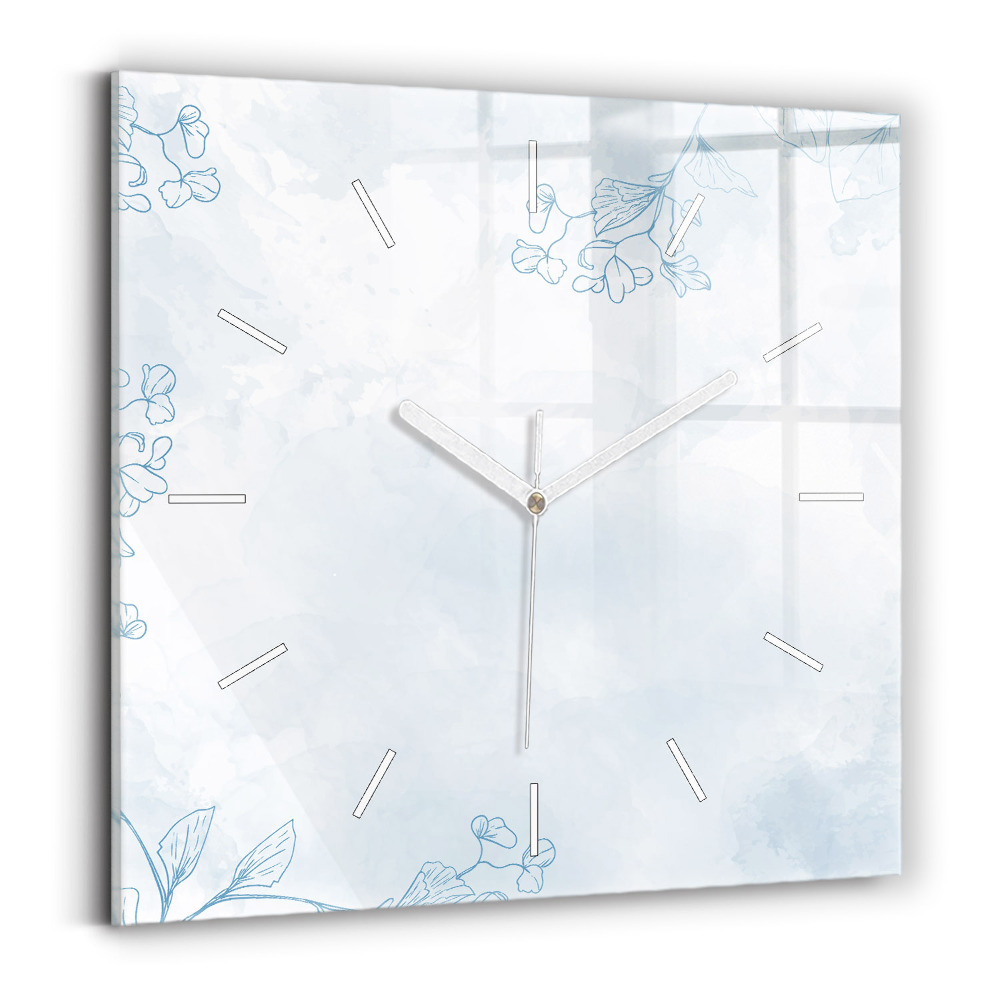 Horloge carrée en verre Croquis de plantes