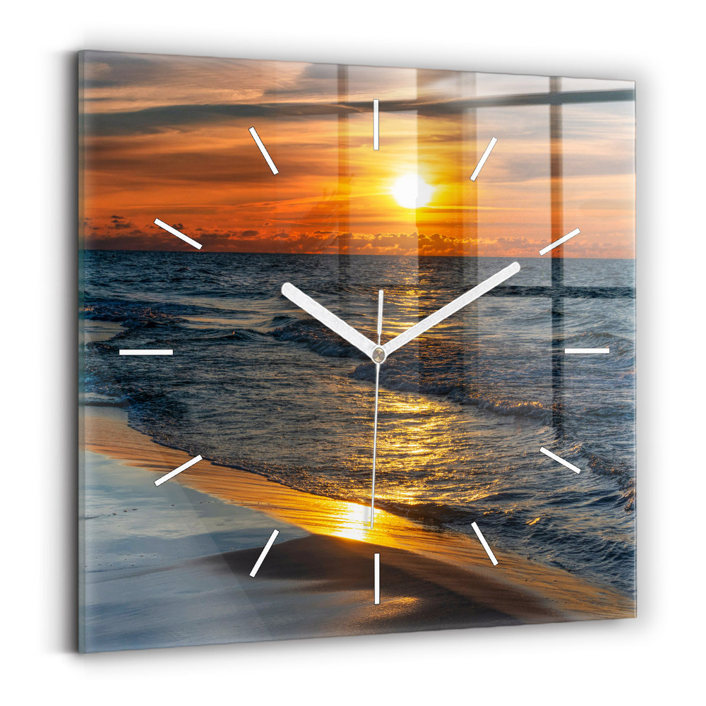 Horloge carrée en verre Władysławowo Mer Baltique