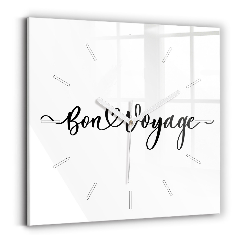Horloge murale carrée Inscription Bon voyage