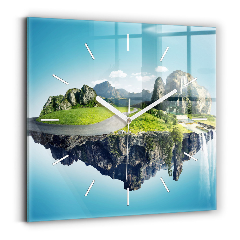 Horloge carrée en verre Île volante