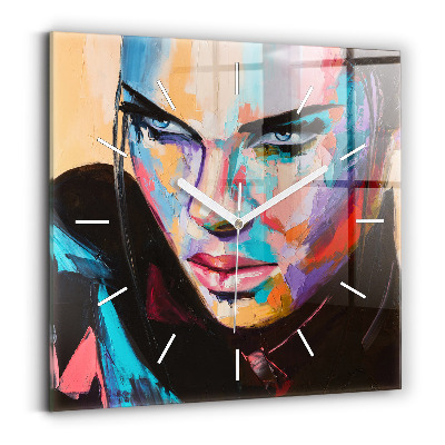 Horloge carrée en verre Portrait d'une femme