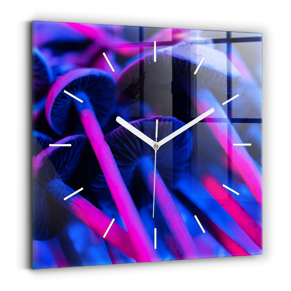 Pendule carrée en verre Champignons magiques colorés