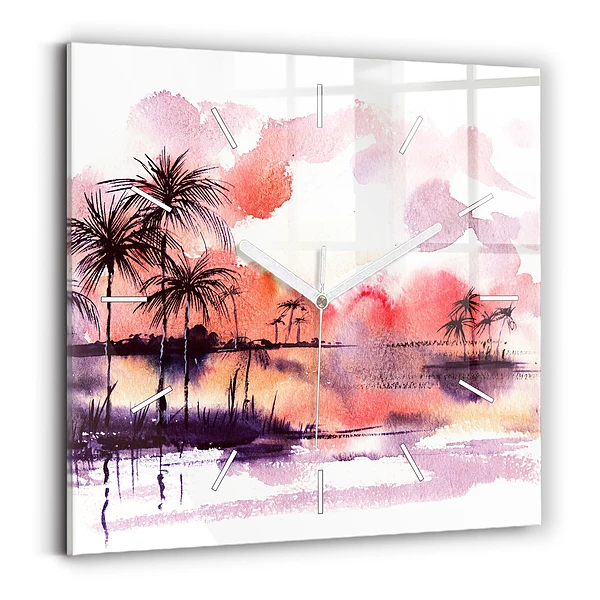 Horloge murale carrée Paysage tropical
