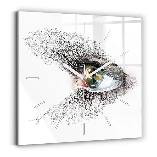 Horloge carrée en verre Dessin d'un oeil humain
