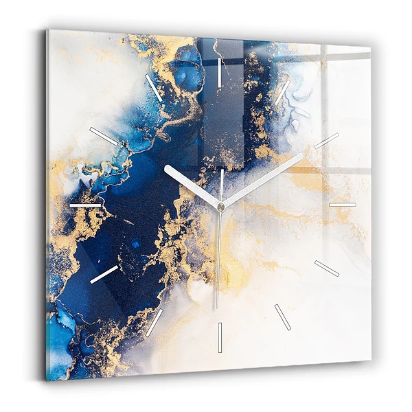 Horloge carrée en verre Motif de marbre