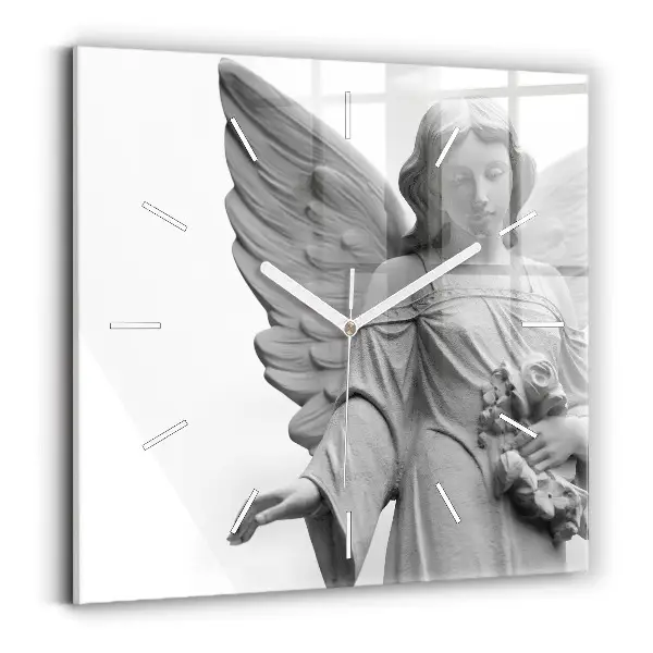 Horloge murale carrée Sculpture d'un vieil ange